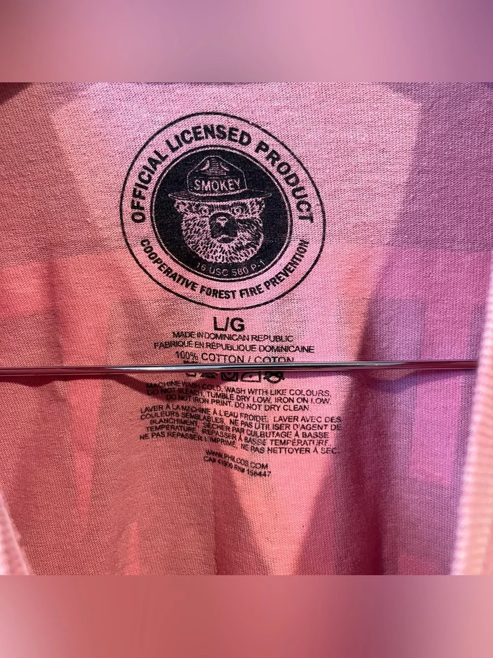 Smokey Bear Prevent Wildfires Pink 100% Cotton Graphic T-Shirt